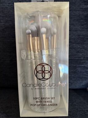 Candie Couture 10-Piece Women's Makeup Brush Set - Clear with Gold Accents